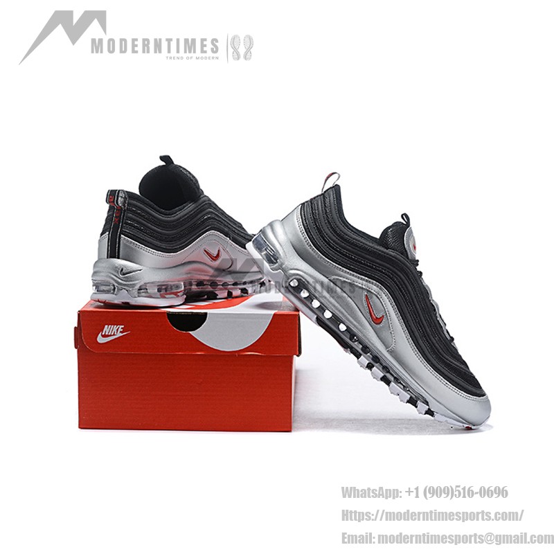 Nike Air Max 97 "Black/Silver/Red" AT5458-001 - Bold Metallic Silver Design