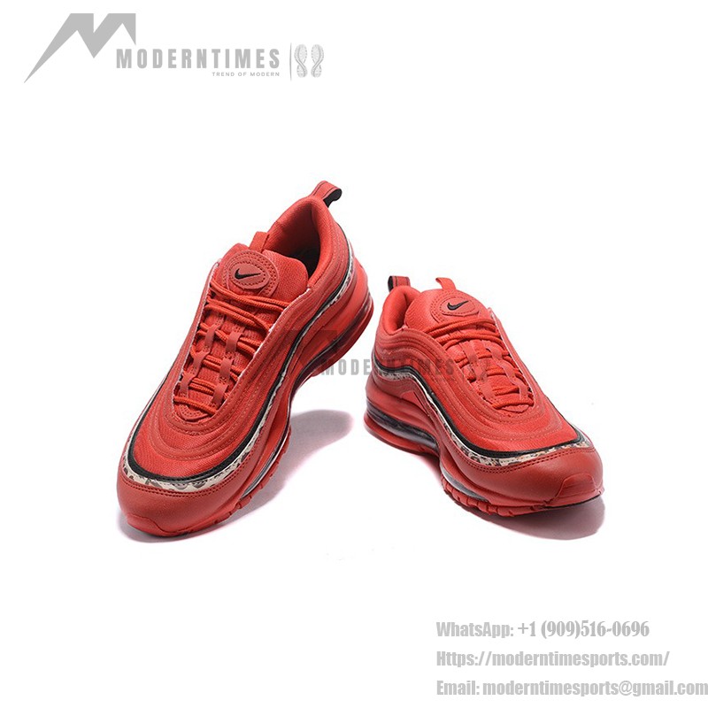 Nike Air Max 97 Red Leather Essential AQ0655-121 with Leopard Print