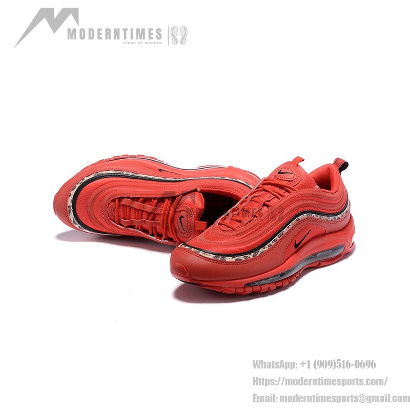 Nike Air Max 97 Red Leather Essential AQ0655-121 with Leopard Print