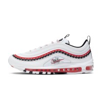 Nike Air Max 97 Script Swoosh CK9397-100 - Classic White with Bold Red and Black Accents