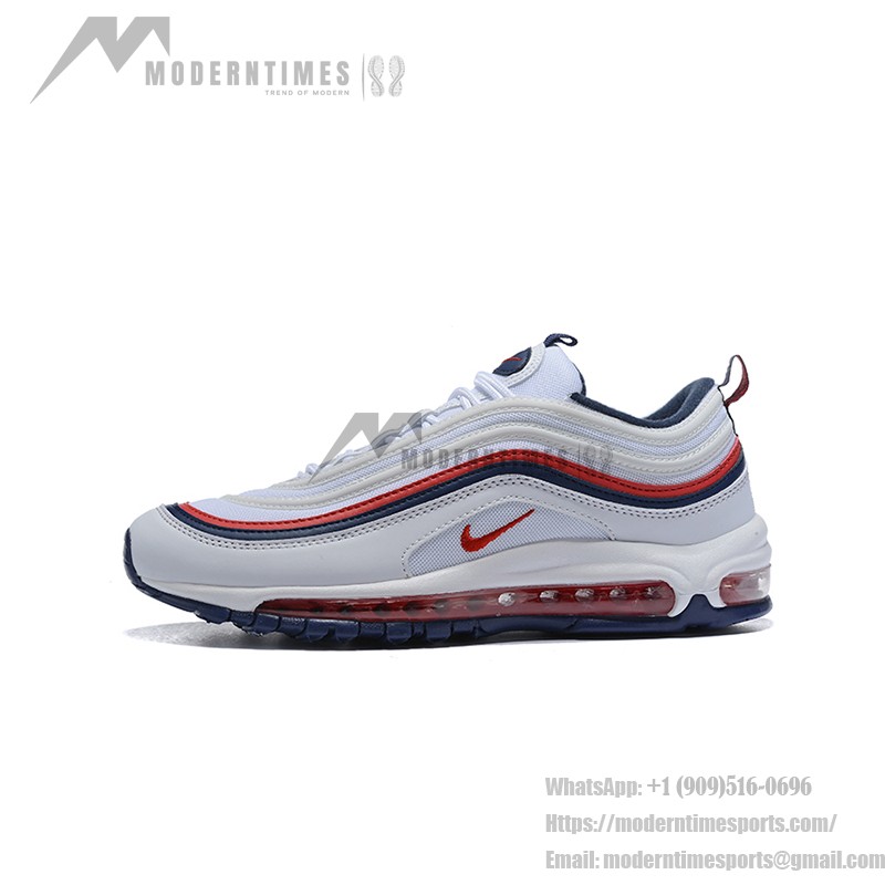 Nike Air Max 97 "White/Obsidian/Red" 921733-102 - Classic White Sneaker with Obsidian and Red Accents