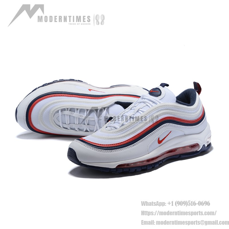 Nike Air Max 97 "Weiß/Obsidian/Rot" 921733-102 - Klassischer weißer Sneaker mit Obsidian- und roten Akzenten