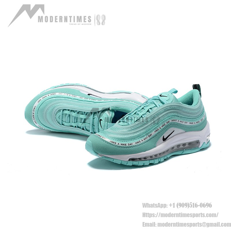 Nike Air Max 97 "Have a Nike Day" 923288-300 Mint Green Sneaker with Slogan Ribbon