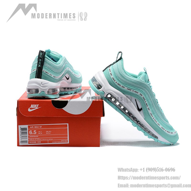 Nike Air Max 97 "Have a Nike Day" 923288-300 Mintgrüner Sneaker mit Slogan-Band