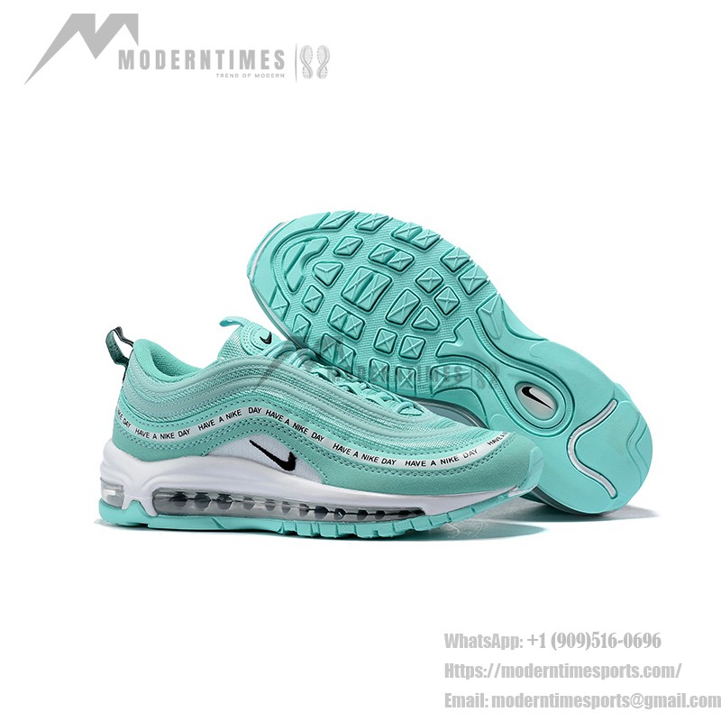 Nike Air Max 97 "Have a Nike Day" 923288-300 Mint Green Sneaker with Slogan Ribbon