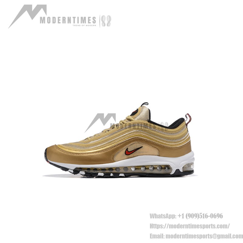 Nike Air Max 97 Gold Bullet 312641-700 with Red Swoosh