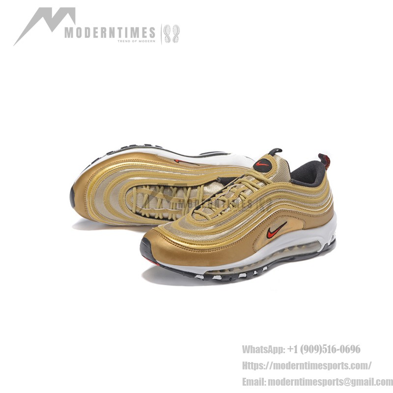 Nike Air Max 97 Gold Bullet 312641-700 with Red Swoosh