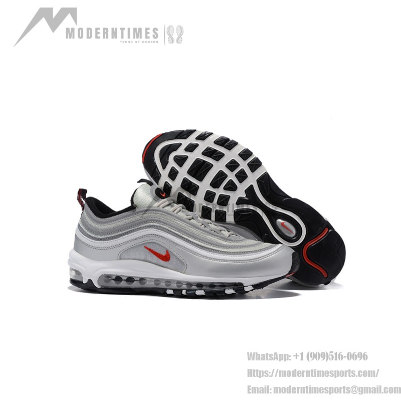 Nike Air Max 97 Silver Bullet 312641-069 with Red Swoosh