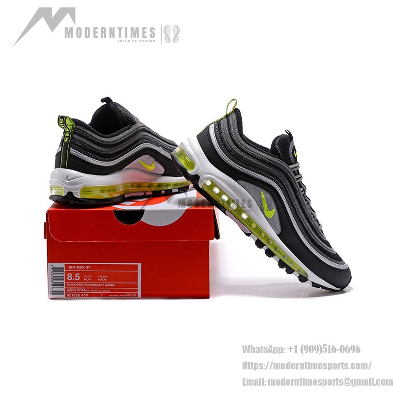 Nike Air Max 97 Black Volt 921626-403 with Silver and Volt Details