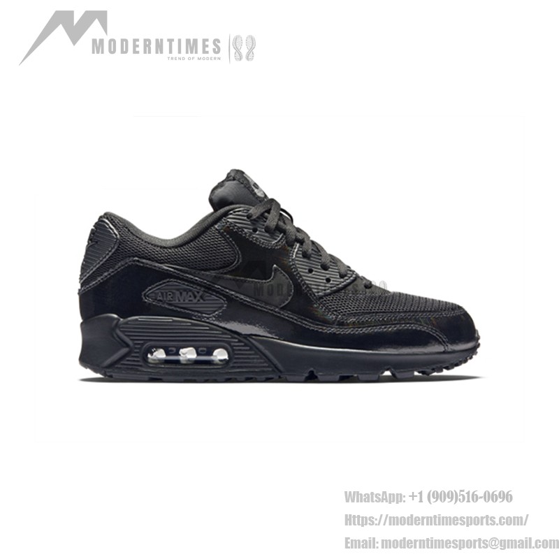 Nike Air Max 90 443817-002 Triple Black Patent Leather Sneakers - Sleek Design