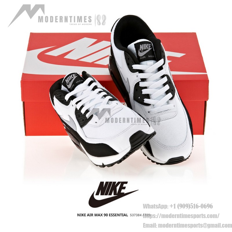 Nike Air Max 90 537384-123 - White & Black Sneakers with Grey Swoosh