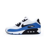 Nike Air Max 90 537384-124 - White and Blue sneakers with black accents, featuring iconic Air Max cushioning.