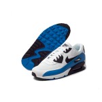 Nike Air Max 90 537384-124 - White and Blue sneakers with black accents, featuring iconic Air Max cushioning.