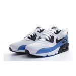 Nike Air Max 90 537384-124 - White and Blue sneakers with black accents, featuring iconic Air Max cushioning.