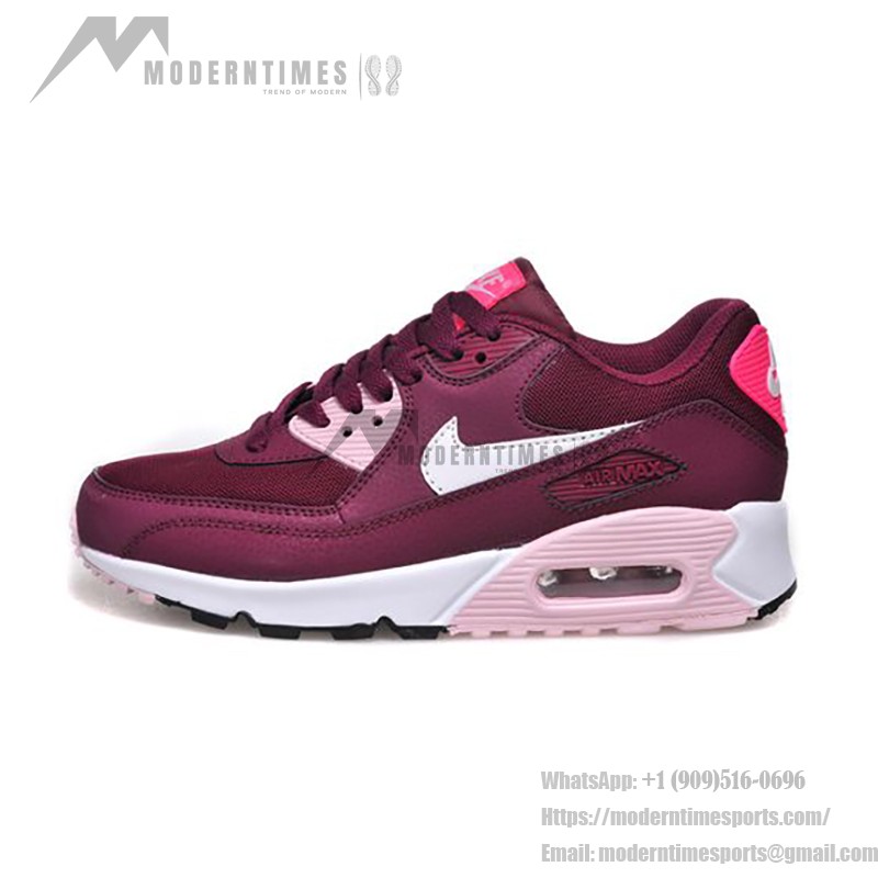 Nike Air Max 90 616730-600 - Burgundy Sneakers with Pink & White Accents