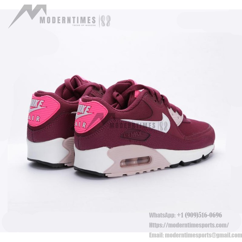 Nike Air Max 90 616730-600 - Burgundy Sneakers with Pink & White Accents