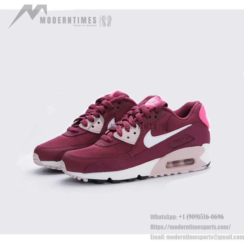 Nike Air Max 90 616730-600 - Burgundy Sneakers with Pink & White Accents