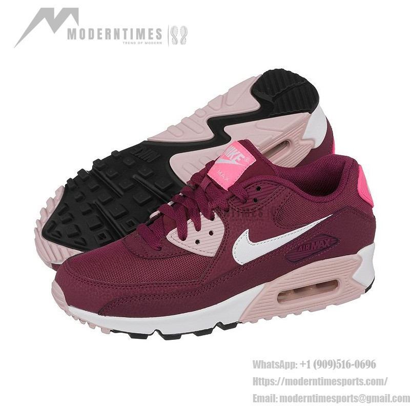 Nike Air Max 90 616730-600 - Burgundy Sneakers with Pink & White Accents