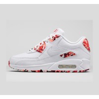 Nike Air Max 90 813150-100 - White Sneakers with Red Camouflage Accents | Unique Design & Everyday Comfort