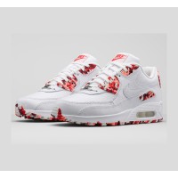 Nike Air Max 90 813150-100 - White Sneakers with Red Camouflage Accents | Unique Design & Everyday Comfort