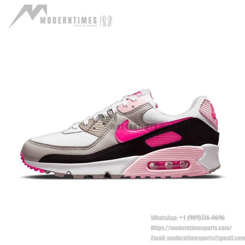 Nike Air Max 90 DM3051-100 white sneakers with hot pink and black accents