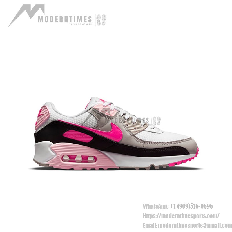 Nike Air Max 90 DM3051-100 white sneakers with hot pink and black accents