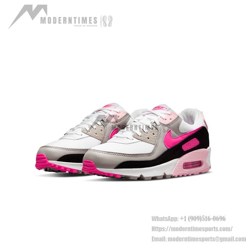 Nike Air Max 90 DM3051-100 white sneakers with hot pink and black accents