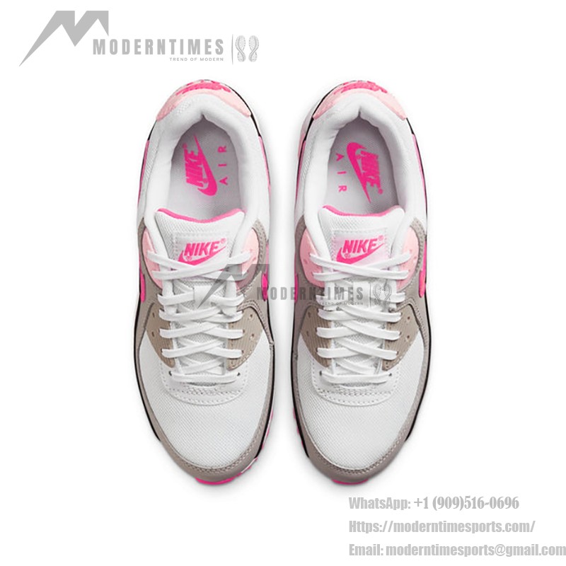 Nike Air Max 90 DM3051-100 white sneakers with hot pink and black accents