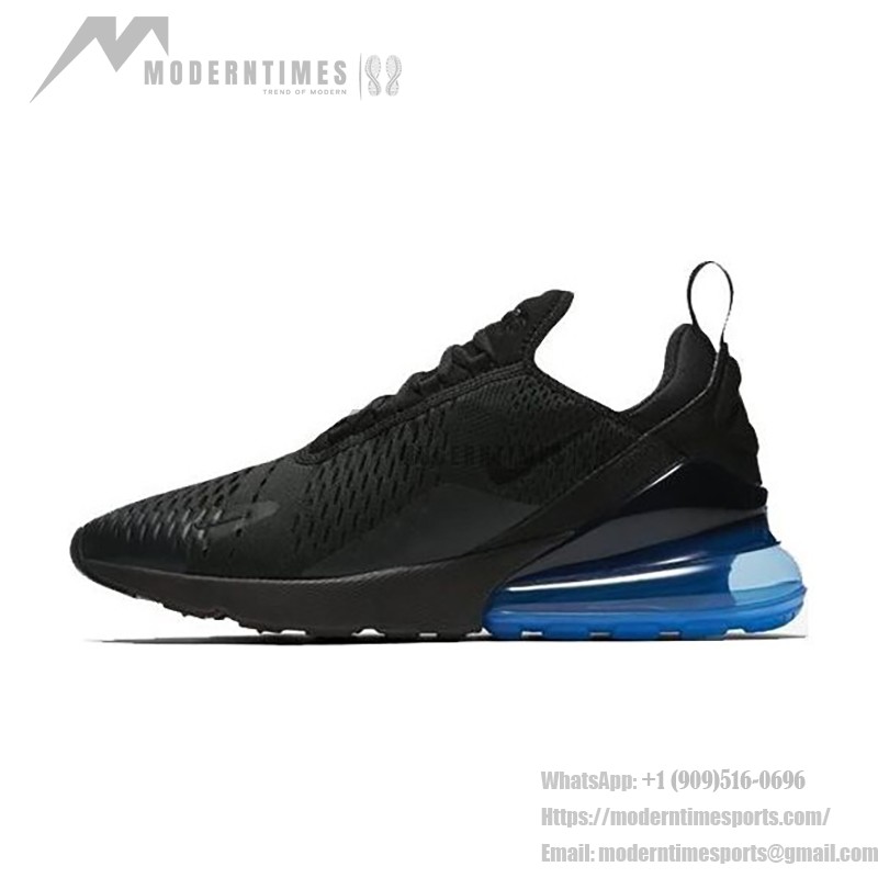 Nike Air Max 270 Black Photo Blue Sneakers - Sleek Design with Blue Air Unit