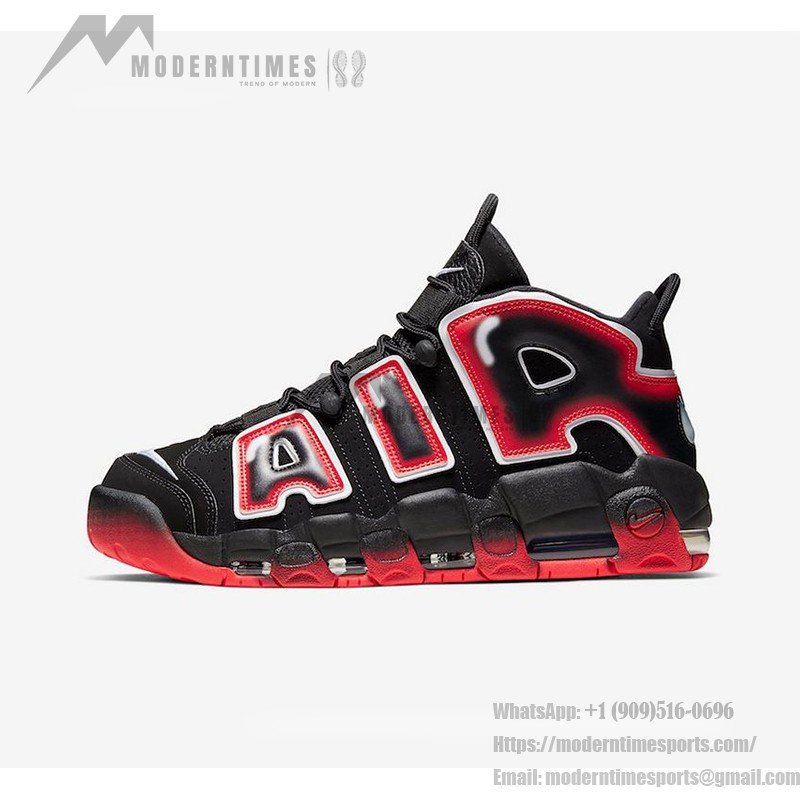 Nike Air More Uptempo Black Laser Crimson CJ6129-001 Sneakers