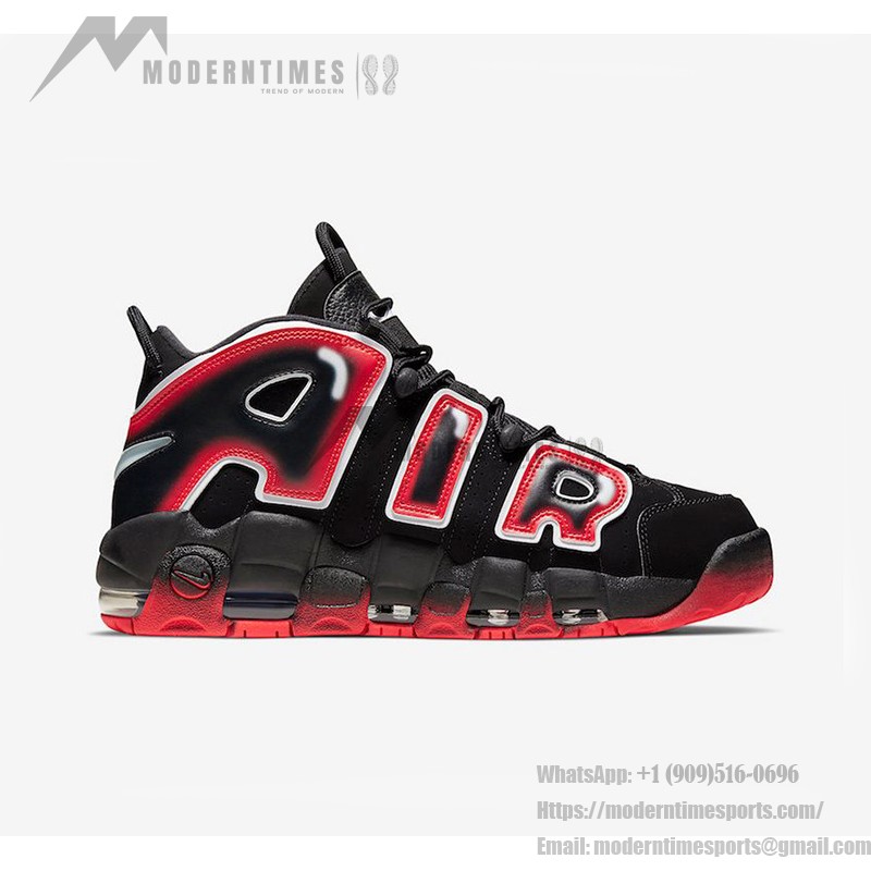 Nike Air More Uptempo Black Laser Crimson CJ6129-001 Sneakers