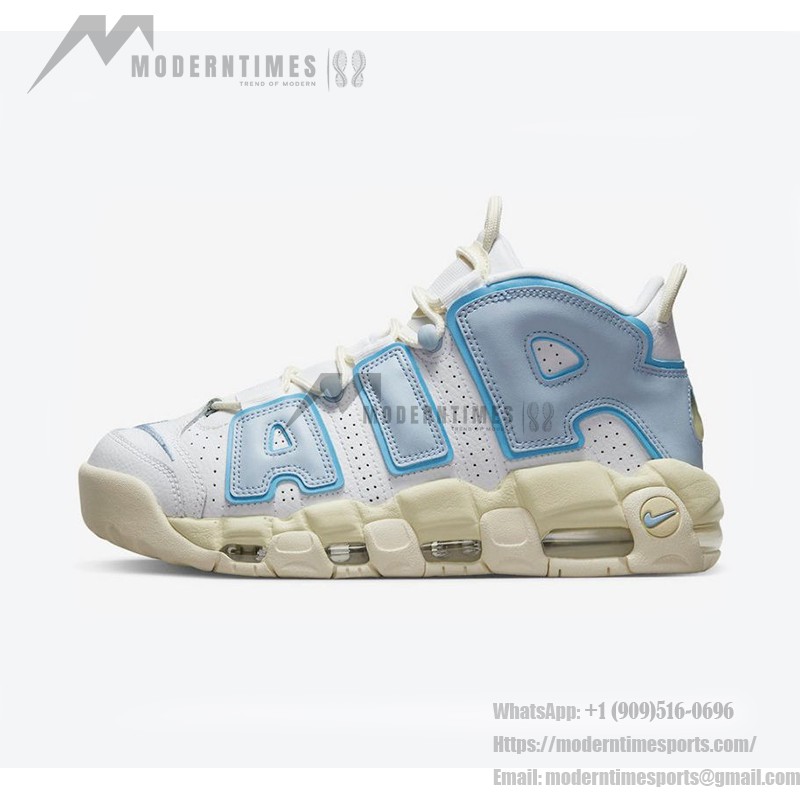 Nike Air More Uptempo White/Light Blue Retro Basketball Shoes with Classic AIR Design