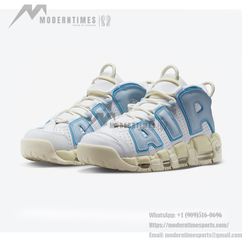 Nike Air More Uptempo White/Light Blue Retro Basketball Shoes with Classic AIR Design