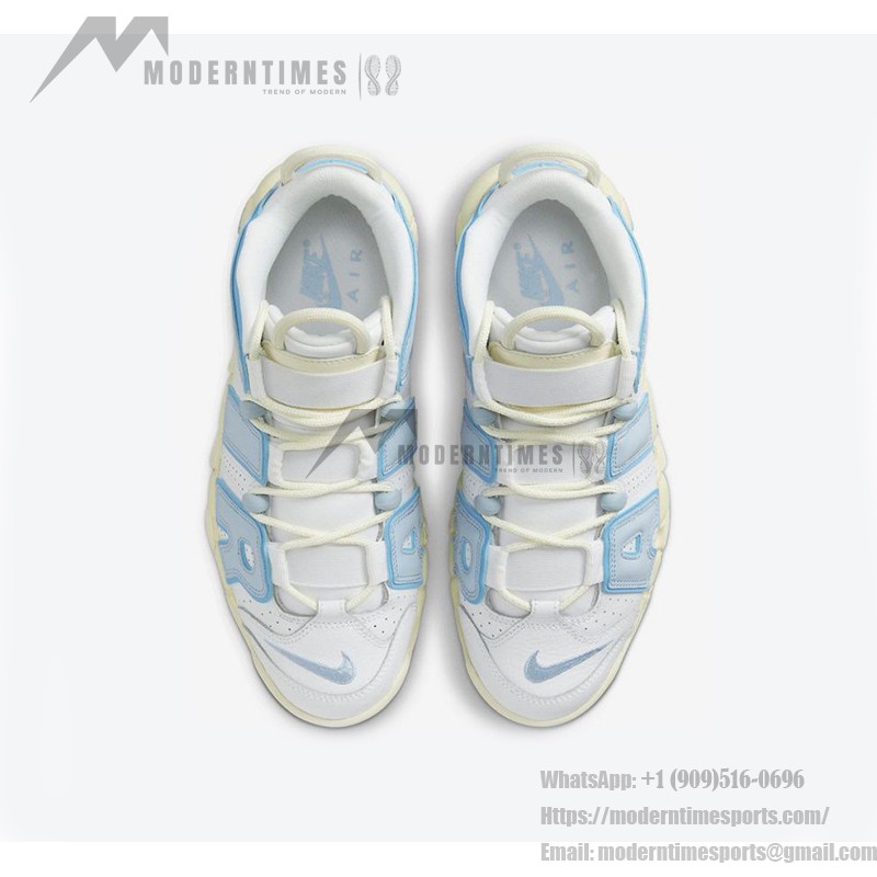 Nike Air More Uptempo White/Light Blue Retro Basketball Shoes with Classic AIR Design