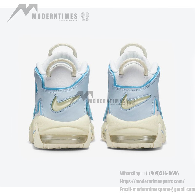 Nike Air More Uptempo White/Light Blue Retro Basketball Shoes with Classic AIR Design