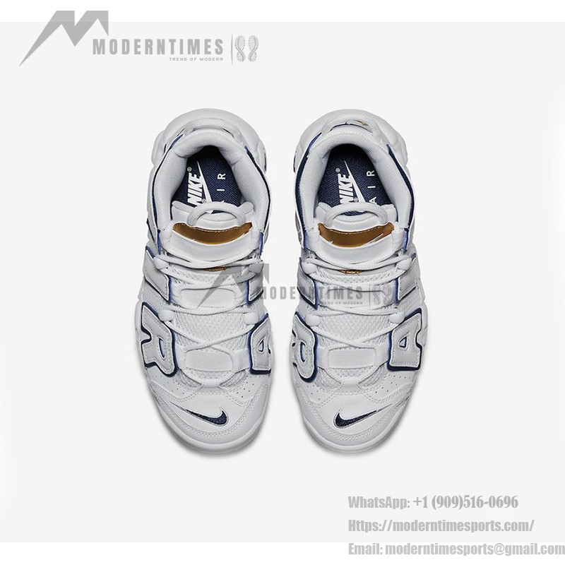 Nike Air More Uptempo GS White and Navy Youth Classic Retro Basketball Shoes