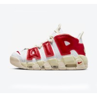 Nike Air More Uptempo White/Red Retro Basketball Shoes (Model: FN3497-100) - Classic AIR Branding & Comfortable Cushioning