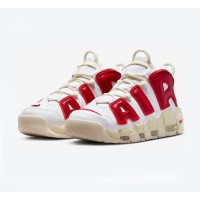 Nike Air More Uptempo White/Red Retro Basketball Shoes (Model: FN3497-100) - Classic AIR Branding & Comfortable Cushioning