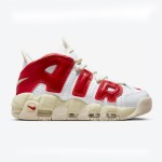 Nike Air More Uptempo White/Red Retro Basketball Shoes (Model: FN3497-100) with Classic AIR Branding