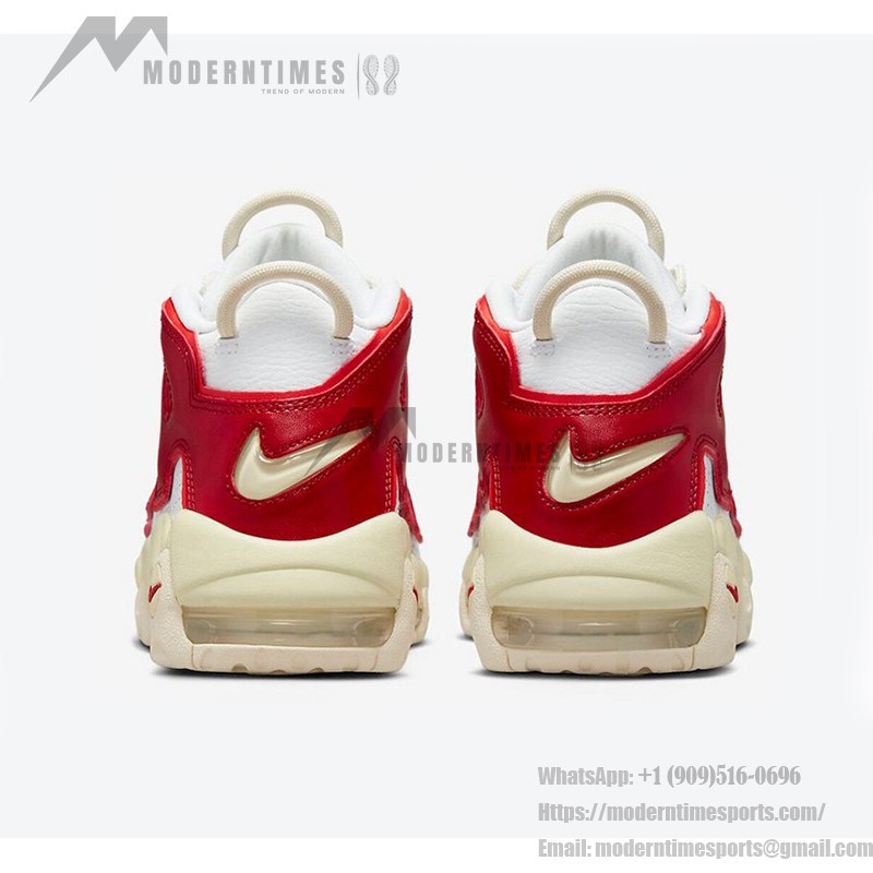 Nike Air More Uptempo White/Red Retro Basketball Shoes (Model: FN3497-100) with Classic AIR Branding