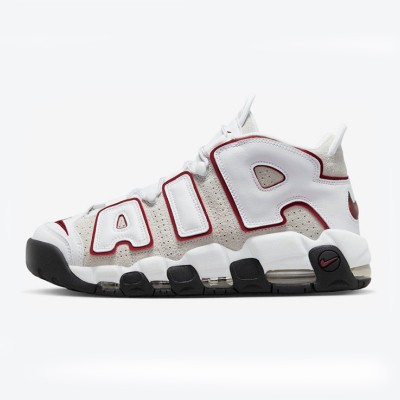 Nike Air More Uptempo White/Team Red Retro Basketball Shoes Classic AIR Design Comfortable Cushioning