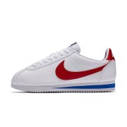 Nike Classic Cortez Leather 807471-103 - Weiße und Rote Retro-Laufschuhe | Zeitloses Design und ganztägiger Komfort