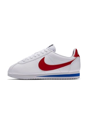 Nike Classic Cortez Leather 807471-103 - Weiße und Rote Retro-Laufschuhe | Zeitloses Design und ganztägiger Komfort