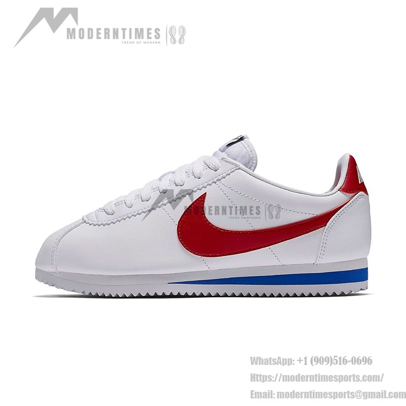 Nike Classic Cortez Leather 807471-103 - Weiße und rote Retro-Laufschuhe