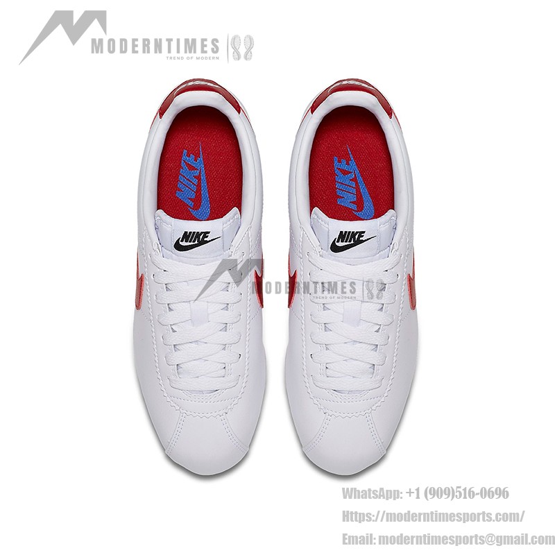 Nike Classic Cortez Leather 807471-103 - Weiße und rote Retro-Laufschuhe