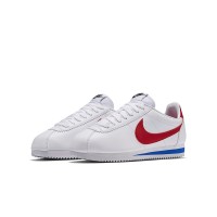 Nike Classic Cortez Leather 807471-103 - Weiße und Rote Retro-Laufschuhe | Zeitloses Design und ganztägiger Komfort