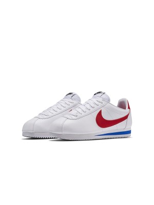 Nike Classic Cortez Leather 807471-103 - Weiße und Rote Retro-Laufschuhe | Zeitloses Design und ganztägiger Komfort