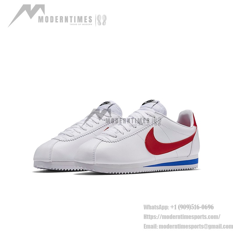 Nike Classic Cortez Leather 807471-103 - Weiße und rote Retro-Laufschuhe