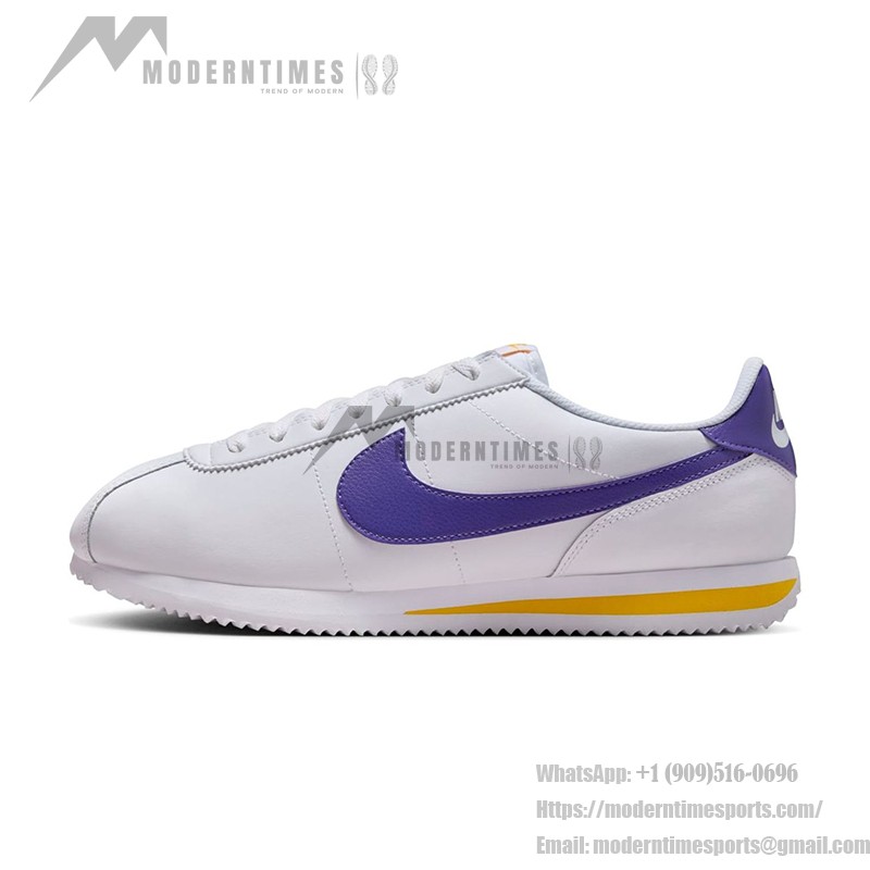 Nike Cortez Lakers DM4044-106 - White Sneakers with Purple and Gold Accents