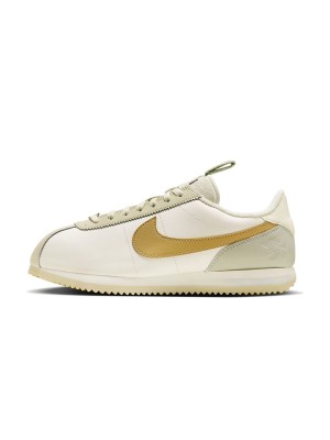 Nike Cortez Sail FV3639-171 - 우아한 화이트와 골드 스니커즈, 플로랄 디테일 추가